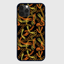 Чехол для iPhone 12 Pro Max Цветные цепи, абстракция, цвет: 3D-черный