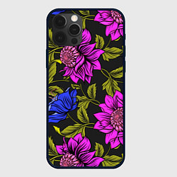 Чехол для iPhone 12 Pro Max Цветочный Паттерн, цвет: 3D-черный