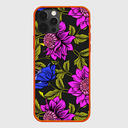 Чехол для iPhone 12 Pro Max Цветочный Паттерн, цвет: 3D-красный