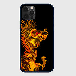 Чехол для iPhone 12 Pro Max Золотой китайский дракон, цвет: 3D-черный