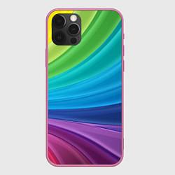 Чехол для iPhone 12 Pro Max Радуга, цвет: 3D-малиновый