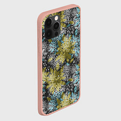 Чехол для iPhone 12 Pro Max Черно оливковый цветочный, цвет: 3D-светло-розовый — фото 2