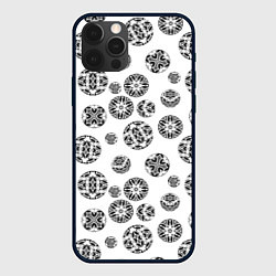 Чехол для iPhone 12 Pro Max Черно-белый геометрический узор, цвет: 3D-черный