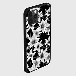 Чехол для iPhone 12 Pro Max Лилии черно-белые, цвет: 3D-черный — фото 2