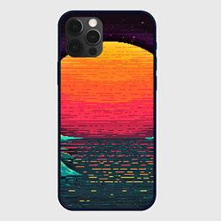 Чехол для iPhone 12 Pro Max Пиксельный закат, цвет: 3D-черный