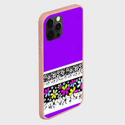 Чехол для iPhone 12 Pro Max Яркий фиолетовый цветочный, цвет: 3D-светло-розовый — фото 2