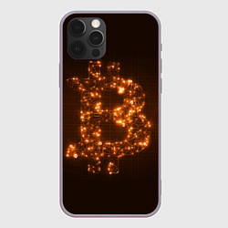 Чехол для iPhone 12 Pro Max СВЕТЯЩИЙСЯ BITCOIN, цвет: 3D-серый