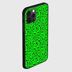 Чехол для iPhone 12 Pro Max Черепа на кислотно-зеленом фоне, цвет: 3D-черный — фото 2