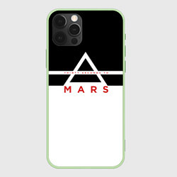 Чехол для iPhone 12 Pro Max Thirty Seconds to Mars черно-белая, цвет: 3D-салатовый