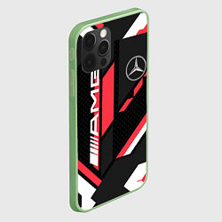 Чехол для iPhone 12 Pro Max MERCEDES-BENZ AMG GEOMETRY STRIPES RED, цвет: 3D-салатовый — фото 2