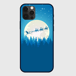 Чехол для iPhone 12 Pro Max Санта с Оленями, цвет: 3D-черный
