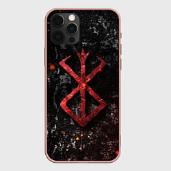 Чехол для iPhone 12 Pro Max BERSERK LOGO GRUNGE RED, цвет: 3D-светло-розовый