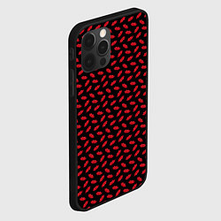 Чехол для iPhone 12 Pro Max Принт с поцелуями,алые губы, цвет: 3D-черный — фото 2