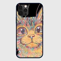Чехол для iPhone 12 Pro Max A 018 Цветной кот, цвет: 3D-черный