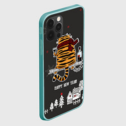 Чехол для iPhone 12 Pro Max Одинокий тигр пьет винишко, цвет: 3D-мятный — фото 2