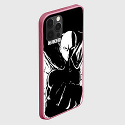 Чехол для iPhone 12 Pro Max Черно-белый Сайтама One Punch-Man, цвет: 3D-малиновый — фото 2