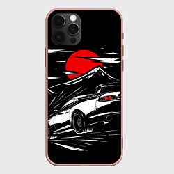 Чехол для iPhone 12 Pro Max Toyota Supra: Red Moon, цвет: 3D-светло-розовый