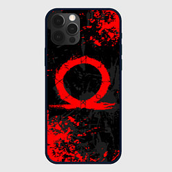 Чехол для iPhone 12 Pro Max GOD OF WAR LOGO RED, БРЫЗГИ КРАСОК, цвет: 3D-черный