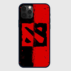 Чехол для iPhone 12 Pro Max DOTA 2 БРЫЗГИ КРАСОК, КРАСНО ЧЁРНЫЙ ЛОГО, цвет: 3D-черный