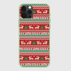 Чехол для iPhone 12 Pro Max Deer Christmas Pattern, цвет: 3D-салатовый