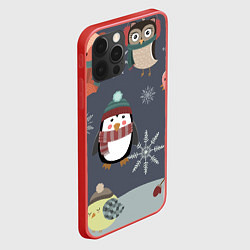 Чехол для iPhone 12 Pro Max НОВОГОДНИЙ ПАТТЕРН ЖИВОТНЫЕ, цвет: 3D-красный — фото 2