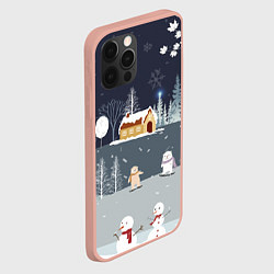 Чехол для iPhone 12 Pro Max Снеговики и Мишки 2022, цвет: 3D-светло-розовый — фото 2