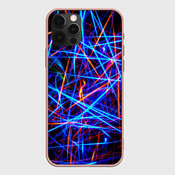 Чехол для iPhone 12 Pro Max NEON LINES Glowing Lines Effect, цвет: 3D-светло-розовый