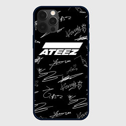 Чехол для iPhone 12 Pro Max ATEEZ БЕЛЫЕ АВТОГРАФЫ УЗОР, цвет: 3D-черный