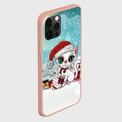 Чехол для iPhone 12 Pro Max Милая новогодняя кошечка New Year, цвет: 3D-светло-розовый — фото 2