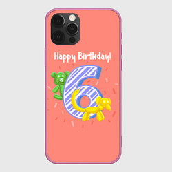 Чехол для iPhone 12 Pro Max Шестой день рождения, цвет: 3D-малиновый