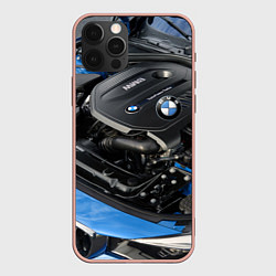 Чехол для iPhone 12 Pro Max BMW Engine Twin Power Turbo, цвет: 3D-светло-розовый