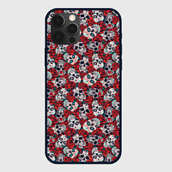 Чехол для iPhone 12 Pro Max Skulls & roses, цвет: 3D-черный