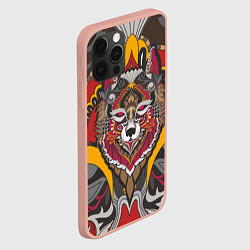 Чехол для iPhone 12 Pro Max Этника Волк Узоры, цвет: 3D-светло-розовый — фото 2