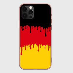 Чехол для iPhone 12 Pro Max Флаг Германии потёки, цвет: 3D-светло-розовый