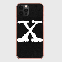 Чехол для iPhone 12 Pro Max X files logo на чёрном, цвет: 3D-светло-розовый