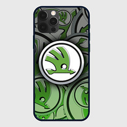 Чехол для iPhone 12 Pro Max Skoda Carbone Pattern, цвет: 3D-черный