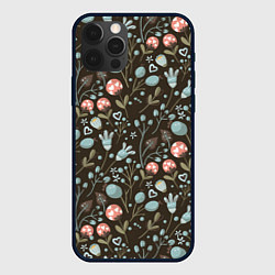Чехол для iPhone 12 Pro Max Цветы и ягоды паттерн, цвет: 3D-черный
