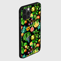 Чехол для iPhone 12 Pro Max Сочные фрукты - персик, груша, слива, ананас, цвет: 3D-черный — фото 2