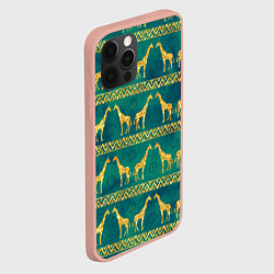 Чехол для iPhone 12 Pro Max Золотые жирафы паттерн, цвет: 3D-светло-розовый — фото 2