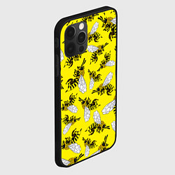 Чехол для iPhone 12 Pro Max Пчелы на желтом, цвет: 3D-черный — фото 2