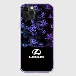 Чехол для iPhone 12 Pro Max LEXUS LOGO NEON PATTERN, цвет: 3D-сиреневый