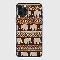 Чехол для iPhone 12 Pro Max Слоны паттерн, цвет: 3D-черный
