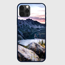 Чехол для iPhone 12 Pro Max Горы на закате, цвет: 3D-черный