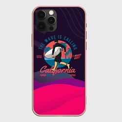 Чехол для iPhone 12 Pro Max Серфинг и лето, цвет: 3D-светло-розовый