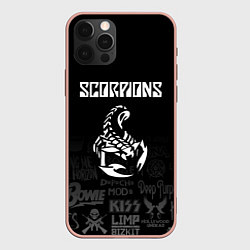 Чехол для iPhone 12 Pro Max Scorpions логотипы рок групп, цвет: 3D-светло-розовый