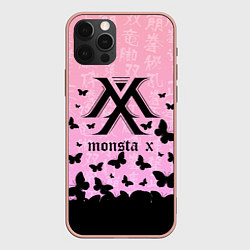 Чехол для iPhone 12 Pro Max MONSTA X БАБОЧКИ, цвет: 3D-светло-розовый