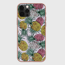 Чехол для iPhone 12 Pro Max Ананасовый урожай, цвет: 3D-светло-розовый