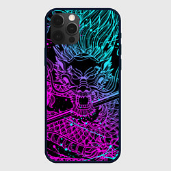 Чехол для iPhone 12 Pro Max НЕОНОВЫЕ ДРАКОНЫ NEON DRAGON БРЫЗГИ КРАСОК, цвет: 3D-черный