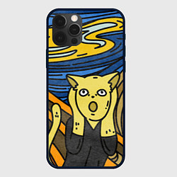 Чехол для iPhone 12 Pro Max Крик кота Мунка, цвет: 3D-черный