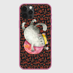 Чехол для iPhone 12 Pro Max Забавный кот с клубком, цвет: 3D-малиновый